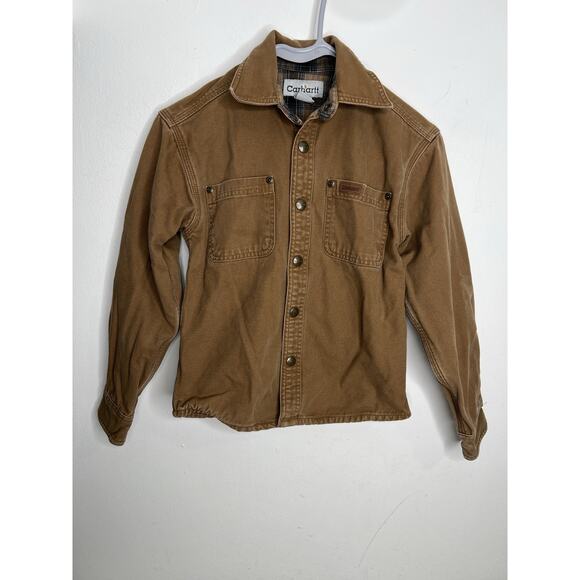 Carhartt Youth Kids Snap Button Jacket Brown Size Small - Picture 1 of 12